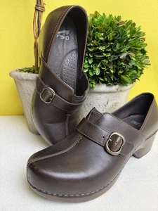 Dansko Shoes Womens 39 Tamara Slip On Clogs Brown Leather Buckle 4800457800 - Picture 1 of 9