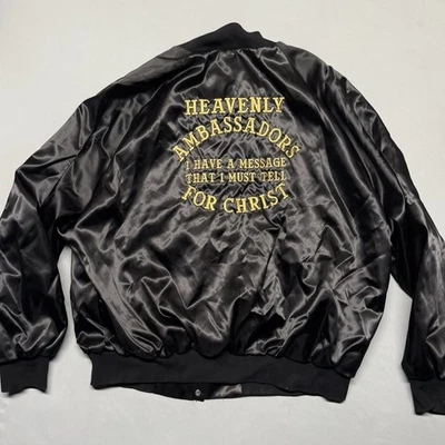 Jaqueta de cetim vintage religiosa Jesus mensagem cristã embaixadores celestiais 3XL - Imagem 1 de 4
