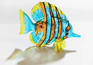 Glas Fisch blau Figur Aquarium Handarbeit Miniatur mundgeblasen Sammlerstücke - Bild 1 von 6