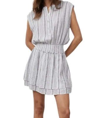 Rails Angelina Mini Dress Womens XS Smocked Waist Striped Linen Blend - Image 1 of 4
