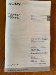 SONY BRAVIA HDTV BEDIENUNGSANLEITUNG KDL-48W650D KDL-40W650D KDL-32W600D 2012 BESITZER - Bild 1 von 3