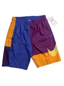 [NWT] Nike Swim Trunks Blue/Purple/Orange Sz YOUTH L Huge Swoosh & NIKE Leg Hits - Picture 1 of 14