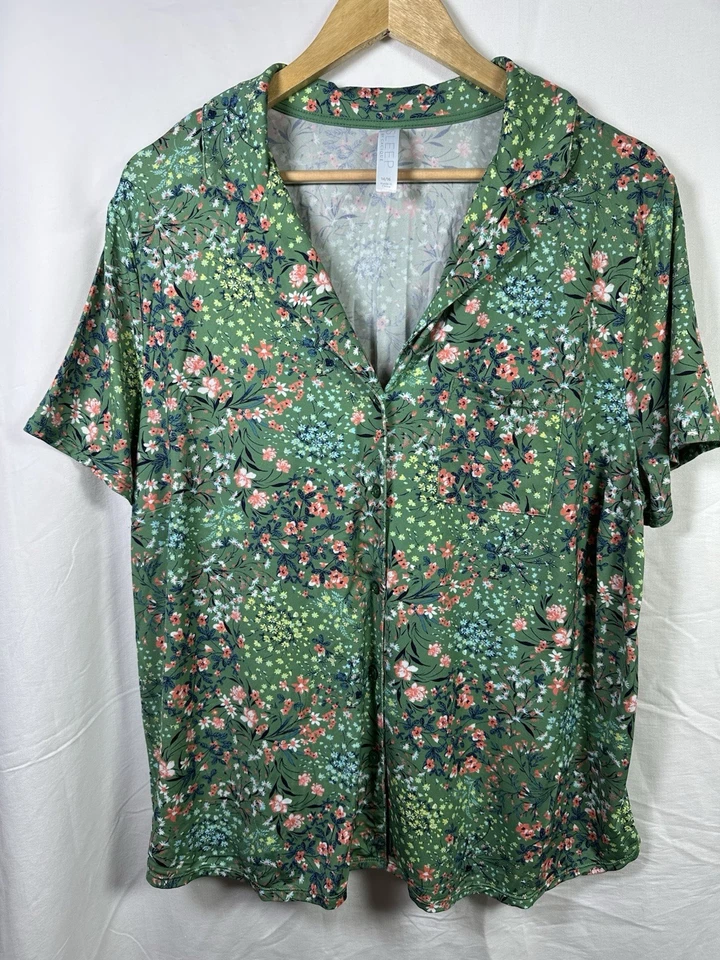 sleep by cacique Pajama Set Green Floral Size 14/16 - Image 1 of 4
