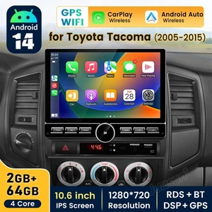 10.6" 2+64GB Android 14 Radio Stereo For Toyota Tacoma 2005-2013 WIFI CarPlay BT - Picture 1 of 22