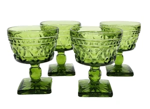 Four Green Park Lane Champagne Low Sherbet Glasses Indiana Colony Glass 1957 - Picture 1 of 5
