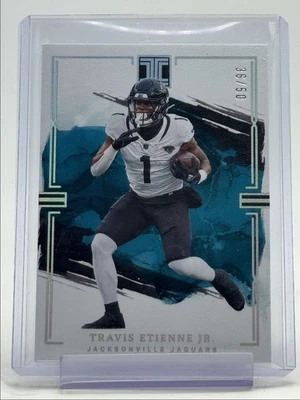 TRAVIS ETIENNE JR. 2023 IMPECCABLE FOOTBALL SILVER JAGUARS /50 Q5945 - Image 1 of 2