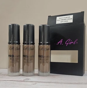 Set of 3 L.A. Girls Pro.Matte Foundation 1 FL. OZ ea - Creamy Cocoa - Picture 1 of 3