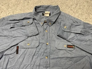 TECGEN FR Shirt Mens Extra Large Blue Flame Resistant Work Button Up Rayon XL - Picture 1 of 13