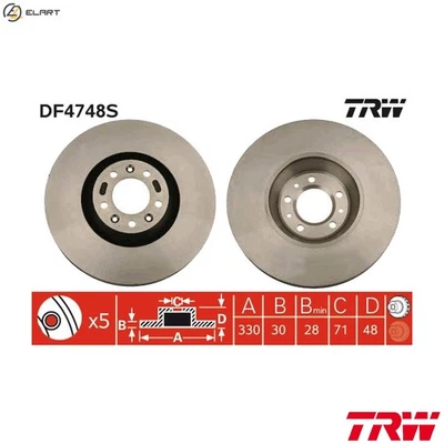 2x BRAKE DISC DF4748S FOR PEUGEOT CITROEN C5/II/Break/III C6 4HP /4HT 2.2L 4cyl - Image 1 of 4