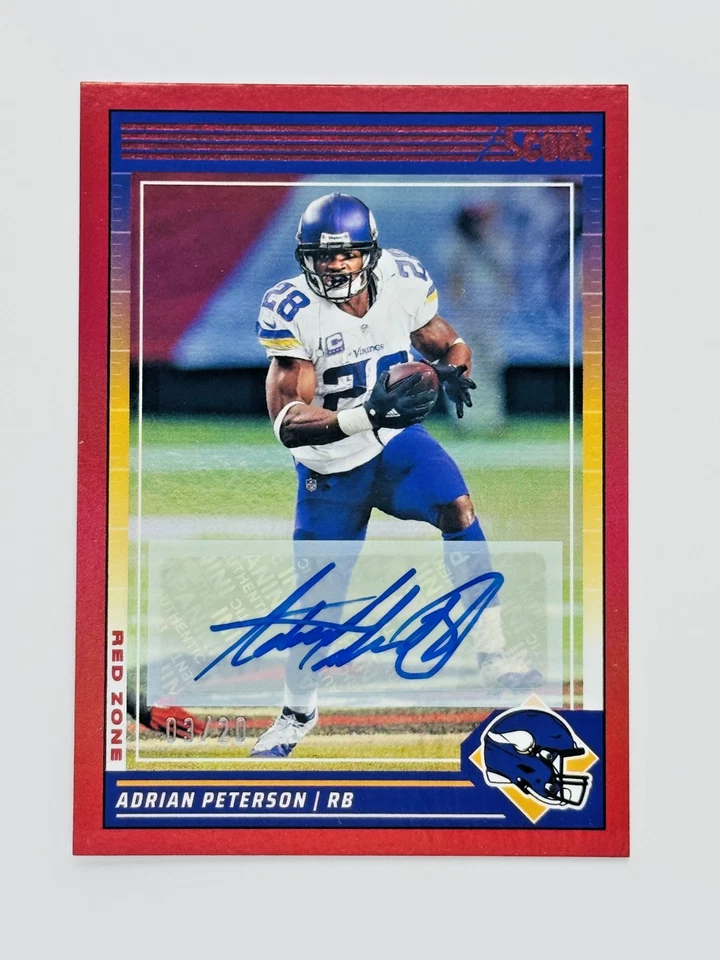 2024 Score Adrian Peterson Red Zone Auto /20 Vikings SSP - Image 1 of 4