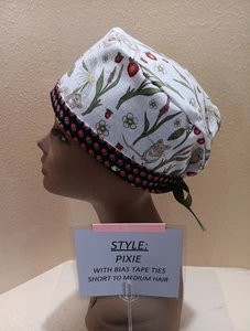 Strawberry Stealers Pixie Skull Women's Surgical Scrub Hat/Cap Handmade - Picture 1 of 9