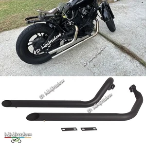 Slip For Yamaha XV750 1100 Virago 1100 750 Black Exhaust Pipes System W/Silencer - Picture 1 of 7