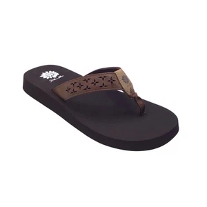 Yellow Box Women’s Benji Dark Brown Flip Flop Sandal Size 10 - Picture 1 of 8