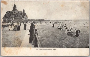 Vintage 1910er SOUTH BOSTON, Massachusetts Postkarte "CITY POINT" Strandszene - Bild 1 von 2