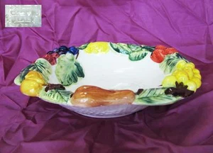 ANTIQUE PORCELAIN HAND PAINTED FRUIT BOWL ITALY - MARKED - Picture 1 of 10