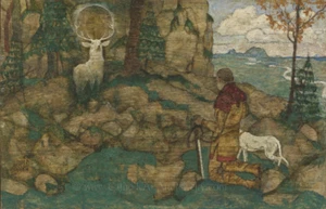 St. Hubert – Patron of Hunters – 2 sizes – Egon Schiele – 8.5x11" or 11x14" - Picture 1 of 7