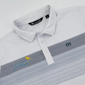 Travis Mathew Hemd Herren Large weiß Tilden Stickerei gestreift Freizeit Golf Polo - Bild 1 von 8
