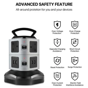 TNP Power Strip with USB Surge Protector - 6 AC Outlet + 4 USB 6FT CABLE - Picture 1 of 4