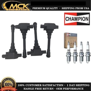 4x Ignition Coil & 4x Champion Spark Plug Kits for Juke 2011-2017 L4 1.6L - Picture 1 of 9