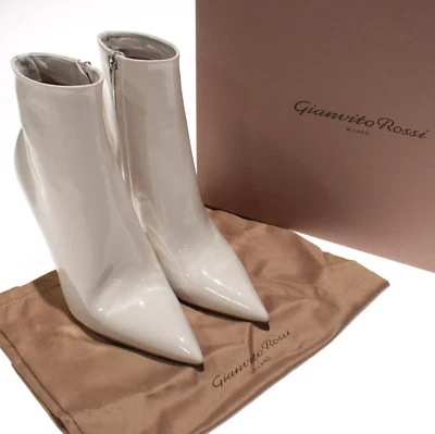 Ботинки на высоком каблуке Gianvito Rossi новые без ценников Avril размер 41 США 11 цвет Off-White лакированная кожа - Изображение 1 из 4