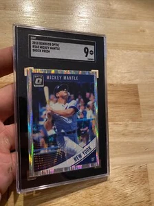 Mickey Mantle SGC 9 SHOCK PRIZM MINT Collector Donruss Optic INSERT Card 2018 - Picture 1 of 12