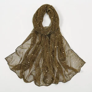 Women Shiny Polka Dots Sequin Scarf Shawl Wrap Headscarf Long Scarves AW5333 - Picture 1 of 26