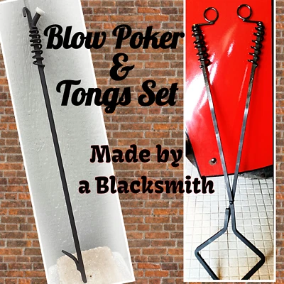 Fire Blow Poker & Pinzas, 18", 27" o 36", Herrero, Camping, Fogata Accesorio Foto 1 de 4