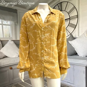 Fat Face Yellow Pattern Top Shirt Blouse Viscose Crepe 16 - Bild 1 von 15