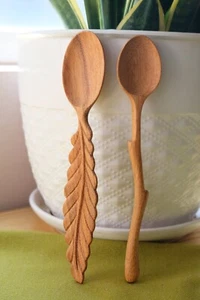 EMFE Home Décor - Wooden Utensil Set, 2 Pieces Wooden Decorative Spoon - Picture 1 of 7