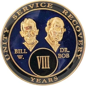 8 Year AA Anniversary Medallion (Tri-Plate) - TRIBBB - Bill & Bob - Picture 1 of 2