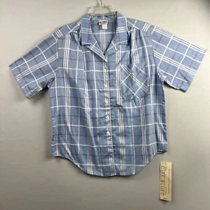 Koret Blouse Womens Size 14 Button Up Blue Plaid Short Sleeve New Granny Core - Picture 1 of 14