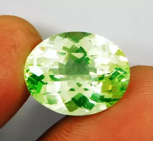 15,25 kt natürlicher grüner Peridot oval geschliffener loser Edelstein aus Pakistan - Bild 1 von 11