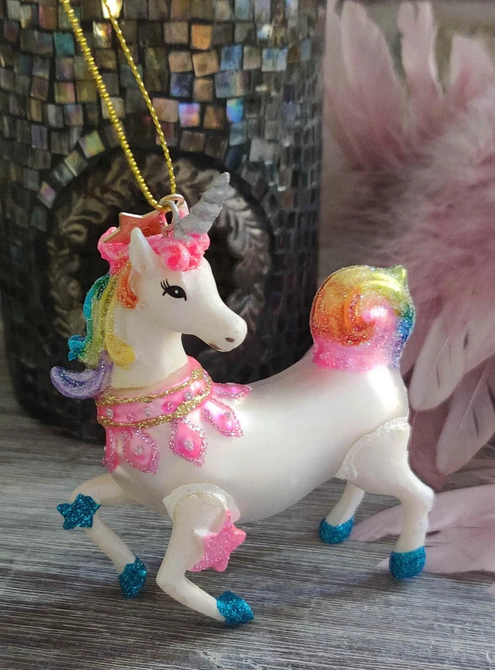 Einhorn Rosa  Unicorn Glitzer Christbaumkugeln Glimmer Weihnacht Pferd  - Bild 1 von 1