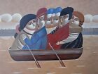 Yuri Krasny Russian Pastel Litho Botero Art Deco Row Paddle Boat Ocean Seascape