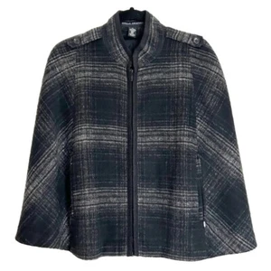 Black plaid wool cape coat by Donna Degnan medium - Picture 1 of 4