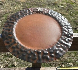 JAN BARBOGLIO Hammered Metal Charger Platter/Plate, Deer, Rustic Brown, 14” - Picture 1 of 5