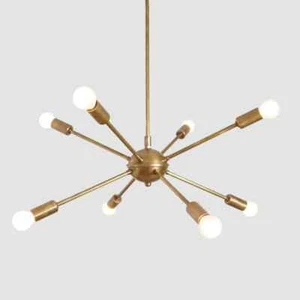 Eight Arm Brass Sputnik Chandelier Handmade Raw Brass Ceiling Light Fixture - Picture 1 of 7