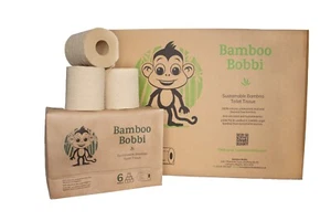 Bamboo Bobbi 100% Eco Toilet Tissue Paper Roll, 48 Rolls, 3 Ply, Soft Unbleached - Picture 1 of 5