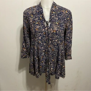Maeve Anthropologie Floral Blouse 3/4 Sleeve Size XS - Picture 1 of 6