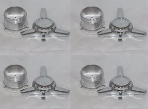 (4) TURBINE ET WESTERN WHEEL RIM CENTER CAP TRIBAR SPINNER 3-1/8" or 3-1/4" HOLE - Picture 1 of 2