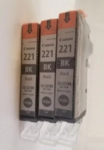 Canon 221 Black Ink  ChromaLife New Sealed 3 Pack - Picture 1 of 3