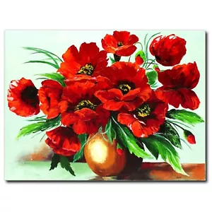 ORIGINAL Acryl Bild Gemälde Blumen Abstrakt Malerei Kunst Modern Mohn HANDGEMALT - Bild 1 von 7