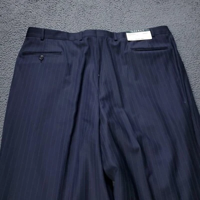 NUEVO Pantalones de vestir Ralph Lauren para hombre 43 x 38 lana a rayas azul traje pantalones plisados Foto 1 de 4