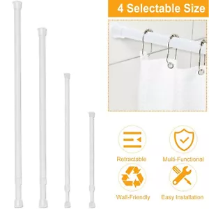 Spring Tension Curtain Rod for Kitchen/Bathroom/Cupboard/Wardrobe Adjustable - Picture 1 of 12