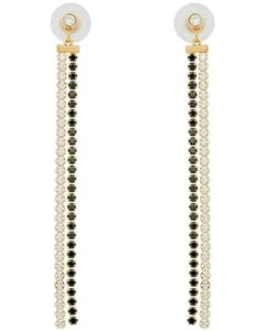 AUTHENTIC Swarovski Gold Plated Black And White Crystal Dangle Earrings 5403217 - Picture 1 of 1