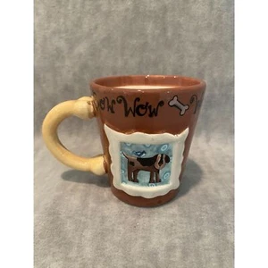 Hund Kaffee Tee Tasse Becher Volkskunst handbemalt Arf Arf Woof Schleife Wow Neu - Bild 1 von 8