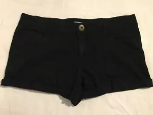 Bulk x 2 pairs Cotton Size 10 & size 8 black denim jean shorts cuffed frayed hem - Picture 1 of 12