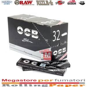 OCB CARTINE KING SIZE SLIM LUNGHE NERE PREMIUM E FILTRI IN CARTA 32 LIBRETTI - Picture 1 of 2