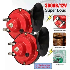 New 2x 12V 300DB Super Loud Train Horn Waterproof Motorcycle Car Truck SUV Boat - Picture 1 of 6