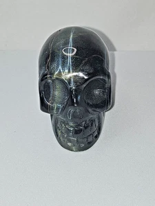 Totenkopf Schnitzerei in Obsidian. Nicht signiert. - Bild 1 von 4